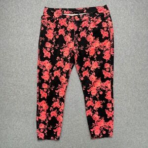 Rock & Republic Hamburg Womens 14 Black Red Floral Skinny Cropped Jeans R210164